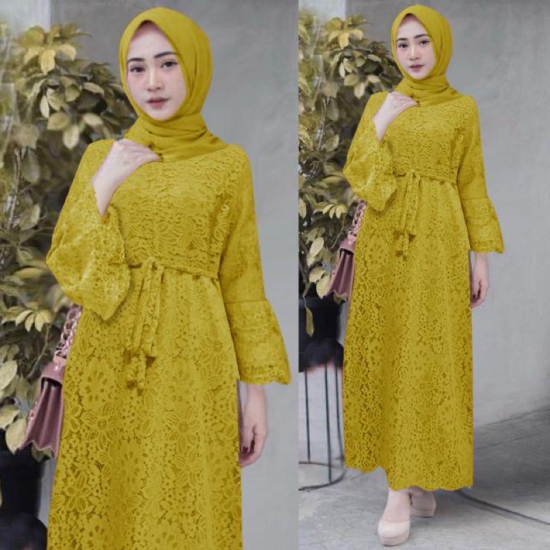 YASINTA - GAMIS BRUKAT PREMIUM XXL XXXL JUMBO GAMIS BAJU PESTA NIKAHAN SERAGAMAN DRESS MUSLIM WANITA