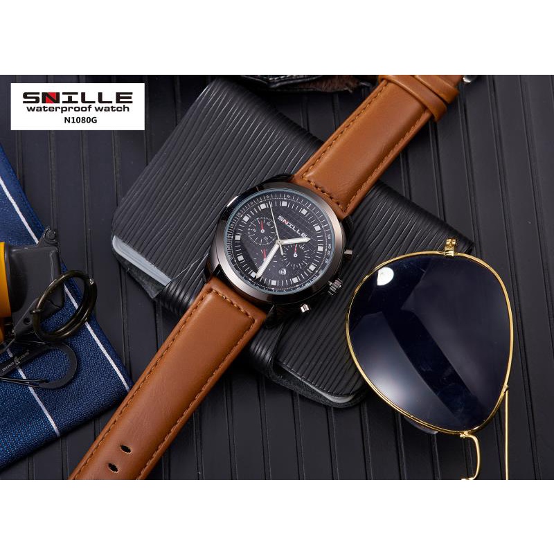 Snille Jam Tangan Kulit Pria Original Asli Anti Air Waterproof 1080