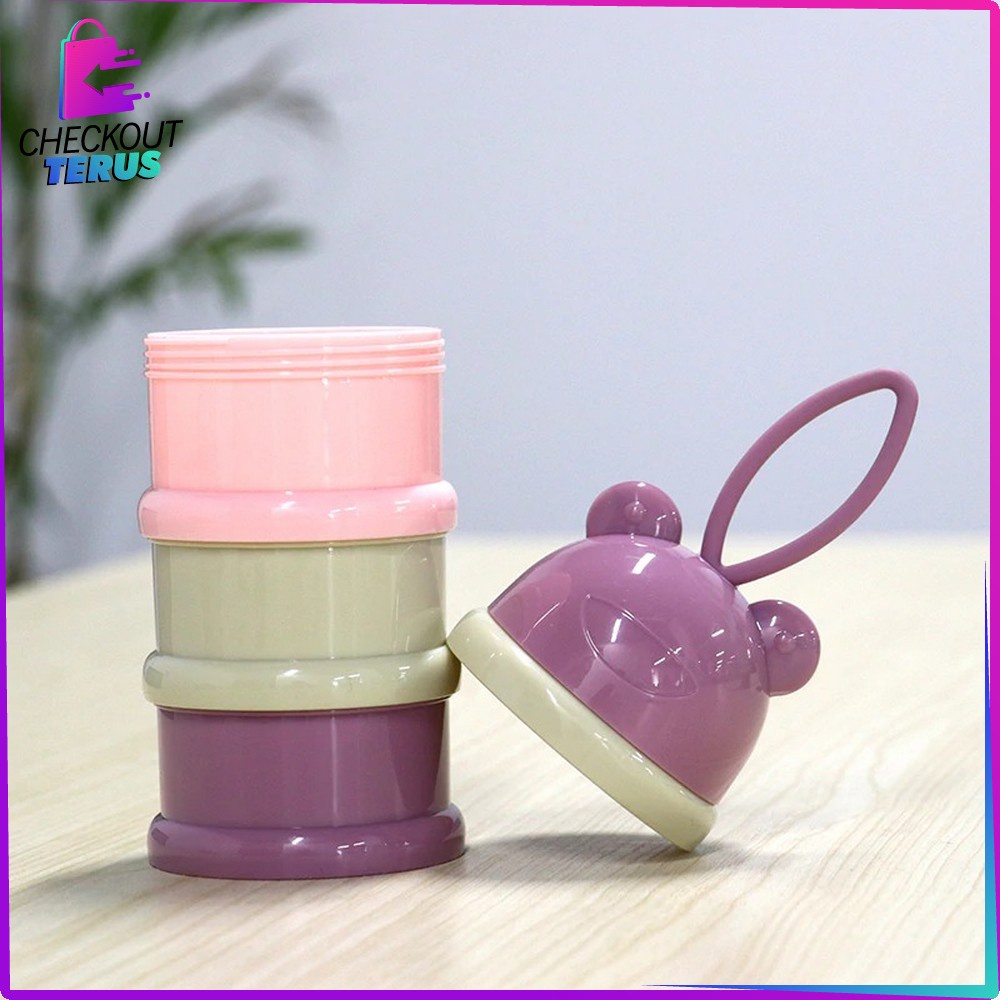 CT C122 Wadah Tempat Susu Bubuk Bayi Travel 4Tingkat Kotak Susu Karakter Baby Portabel Milk Powder Container