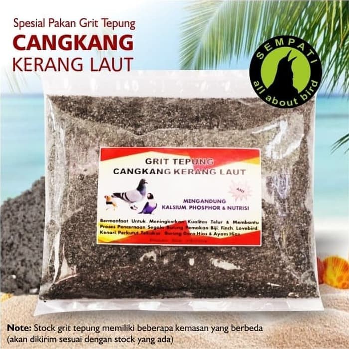 

GRIT TEPUNG CANGKANG KERANG LAUT PAKAN BURUNG NUTRISI UNTUK LOVEBIRD