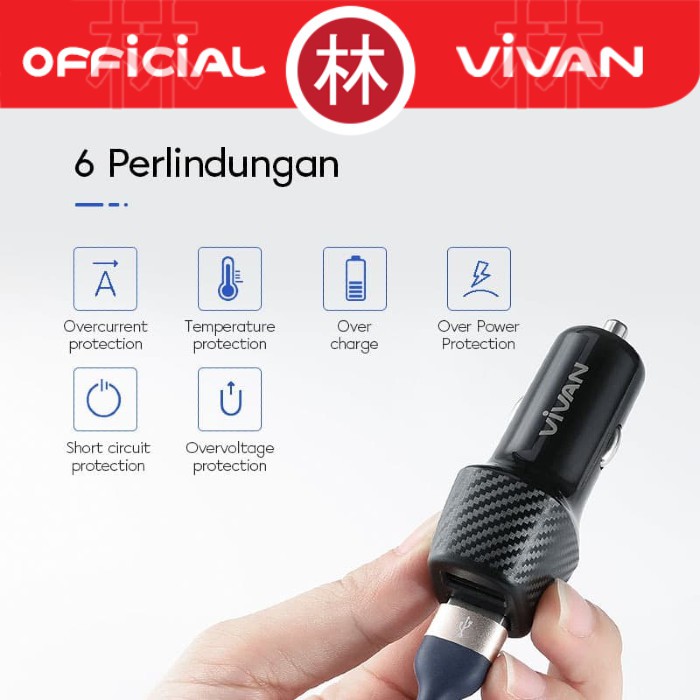 Vivan CC02Q 30W Dual Port USB-A 3A Quick Charge 3.0 Car Charger