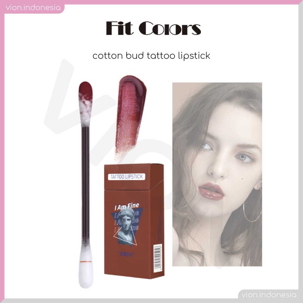 FIT COLORS Cotton Bud Tattoo Lipstick Waterproof Lip Glaze Lipstik Tahan Lama Original FC008