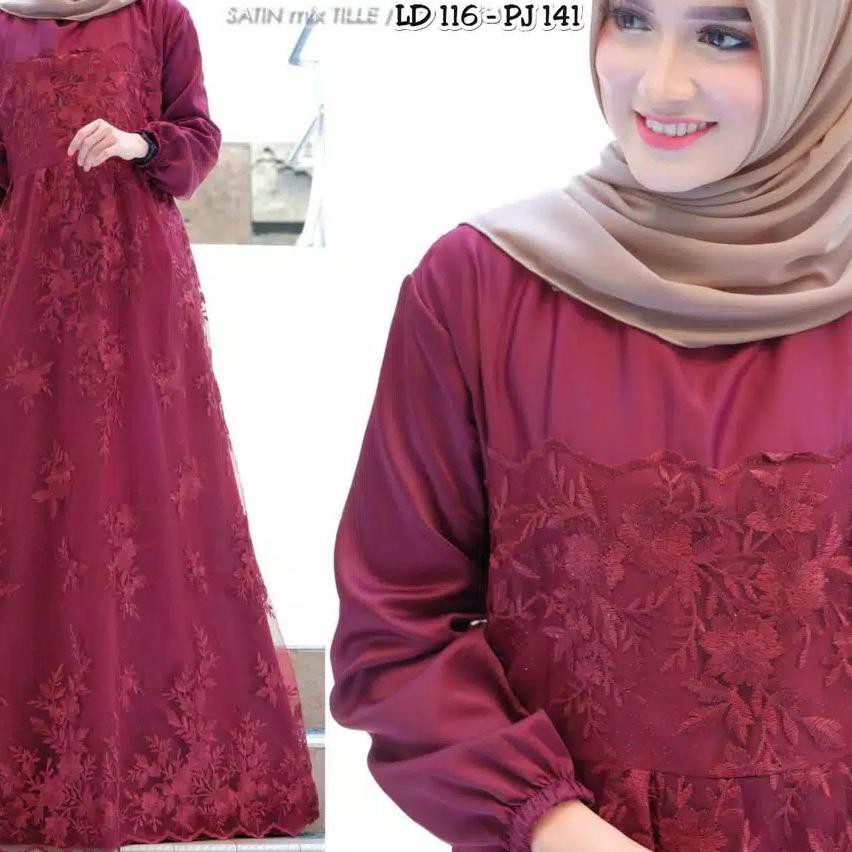 FGX♕ Gamis brukat jumbo ld #120 XXL SELMA DRESS maxy liyana #2 dress brukat muslim Bagus Dipakai