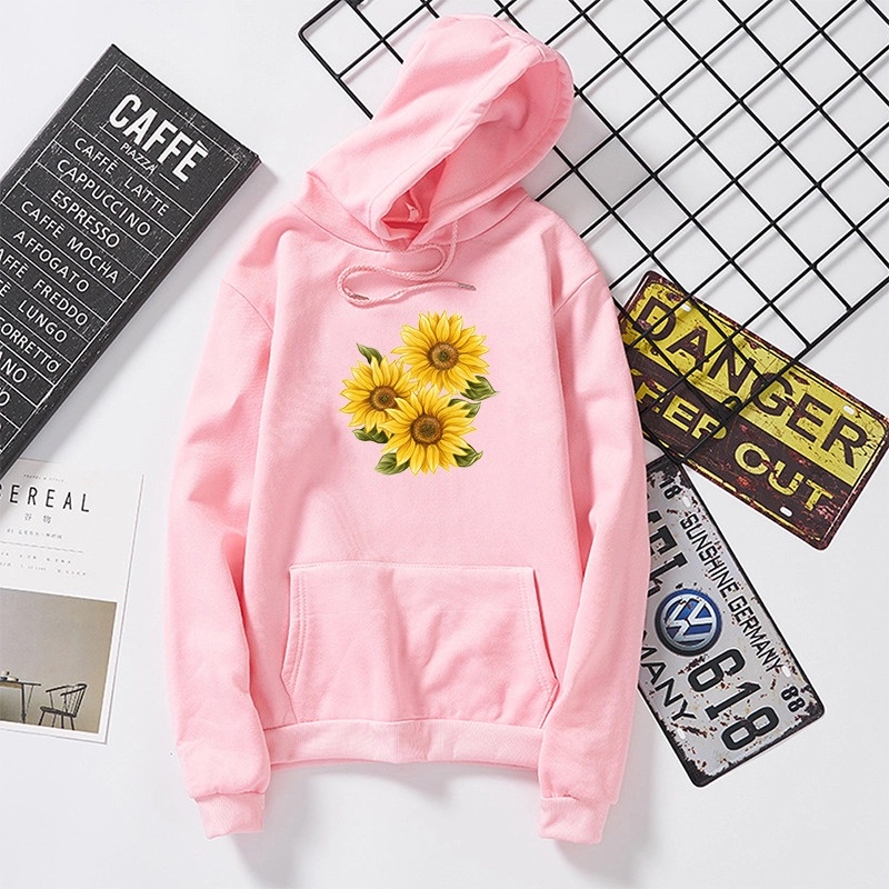 Lilipop.id Sweater Wanita Bunga Sunflower Hoodie Jumper Outwear