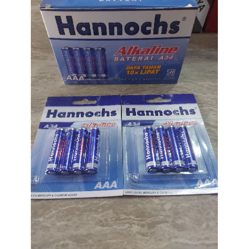 Baterai Alkali Hannochs AAA/ A3 / Battery Alkaline Hannochs AAA/ A3/ A32/ A34 Harga Per 1 PAPAN