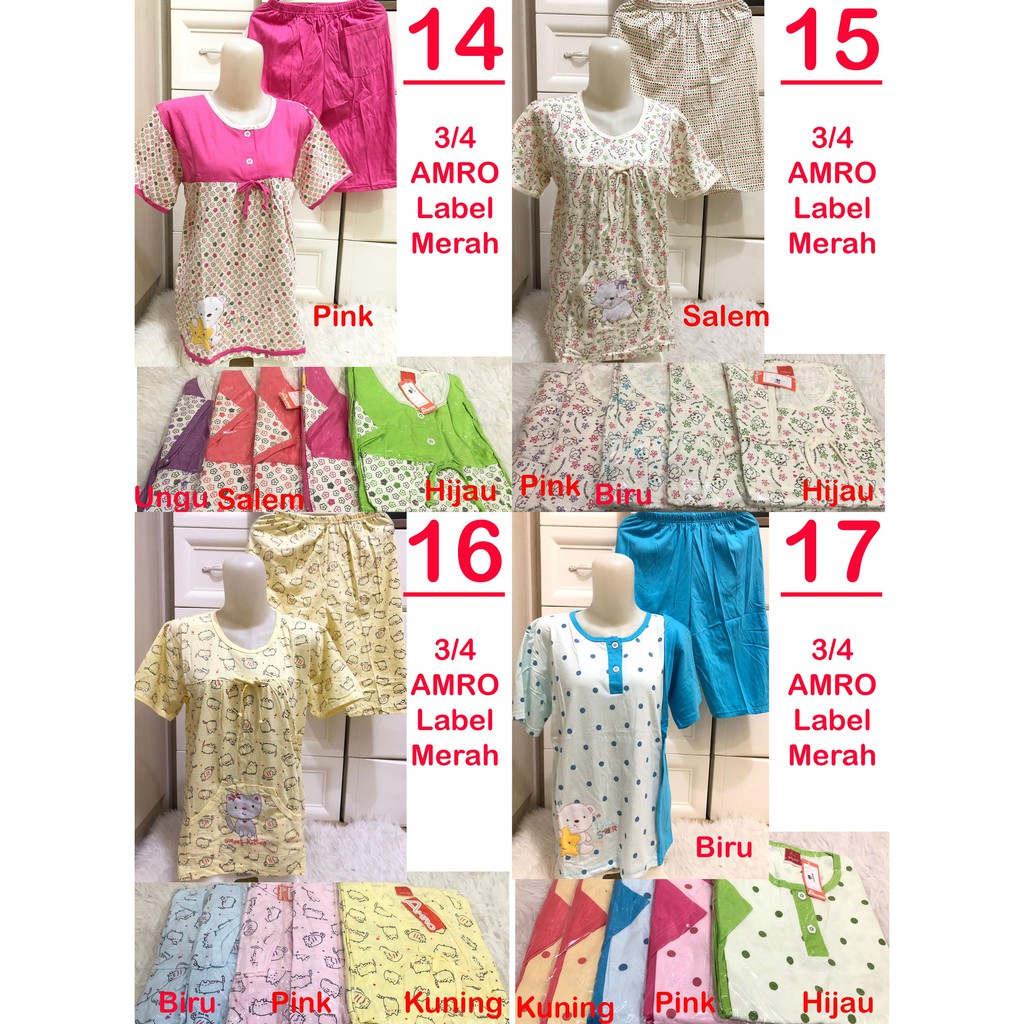 Jual Baju Tidur Amro Cp Xxl Stripe Merah Muda Kota Tangerang