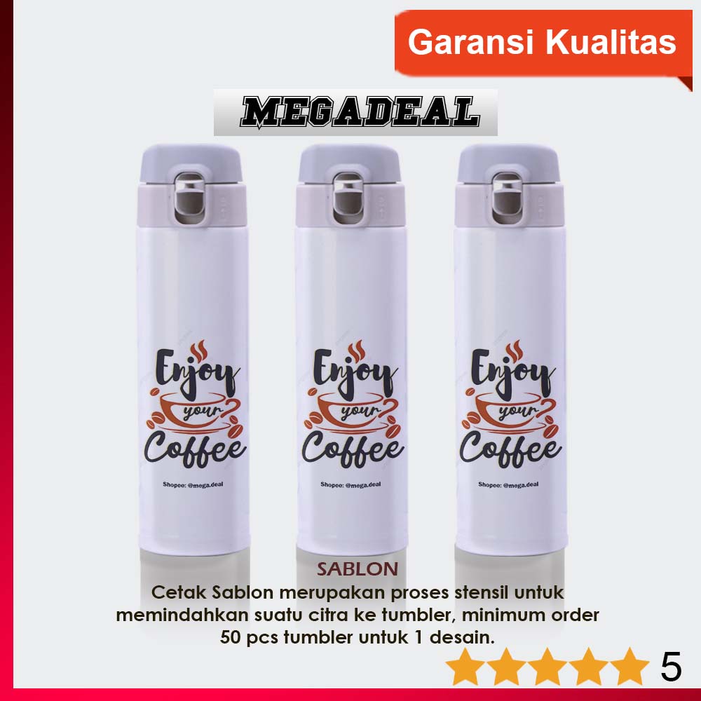 PUSHLOCK MIZU TUMBLER CUSTOM LASER GRAFIR, UV PRINTING, SABLON DAN SUBLIM - TUMBLER MINUM CUSTOM-Sablon (Min. 50 pcs)