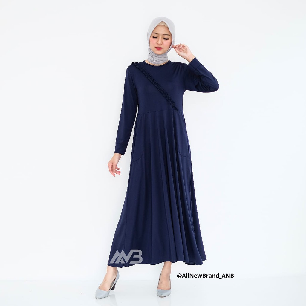 BHO - 1N1corn Gamis G4 / Gamis Najibah Wanita / Gamis Polos Navy / Gamis Wanita Biru Navy Muslimah