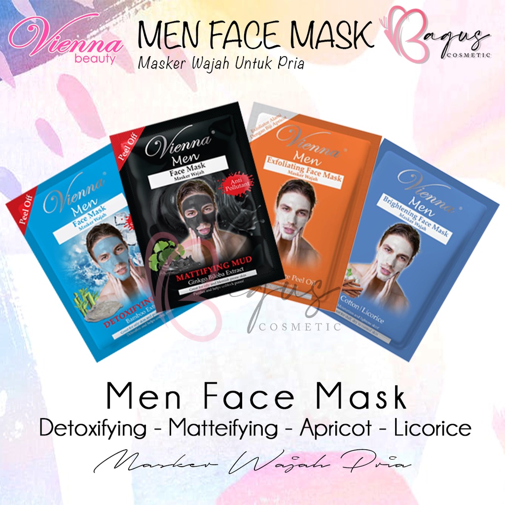 ⭐BAGUS⭐ (SACHET) VIENNA Men Face Mask | Masker Wajah Pria