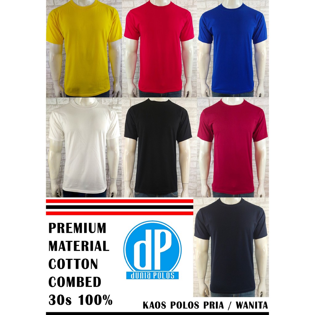  kaos  oblong  pria  wanita cotton combed 30s unisex 