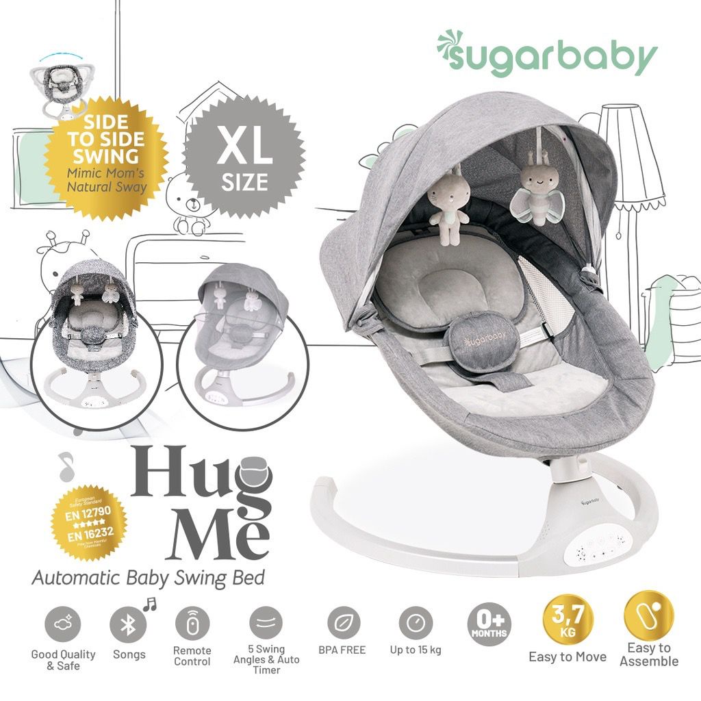 [FREE BUBBLE WRAP]  Sugar Baby Baby Bed Hug Me Automatic Baby Swing Bed