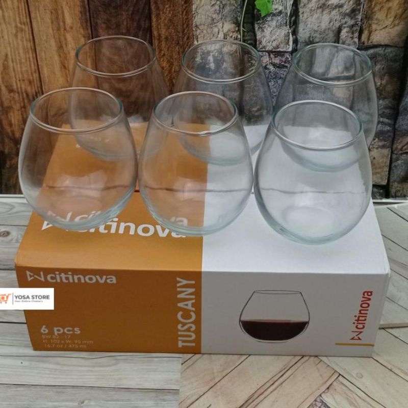 CITINOVA 6PCS GELAS SET PORTO BAMBOO TUSCANY FRESNO GELAS MUG KOPI ARABICA GELAS BULAT GELAS JUMBO G