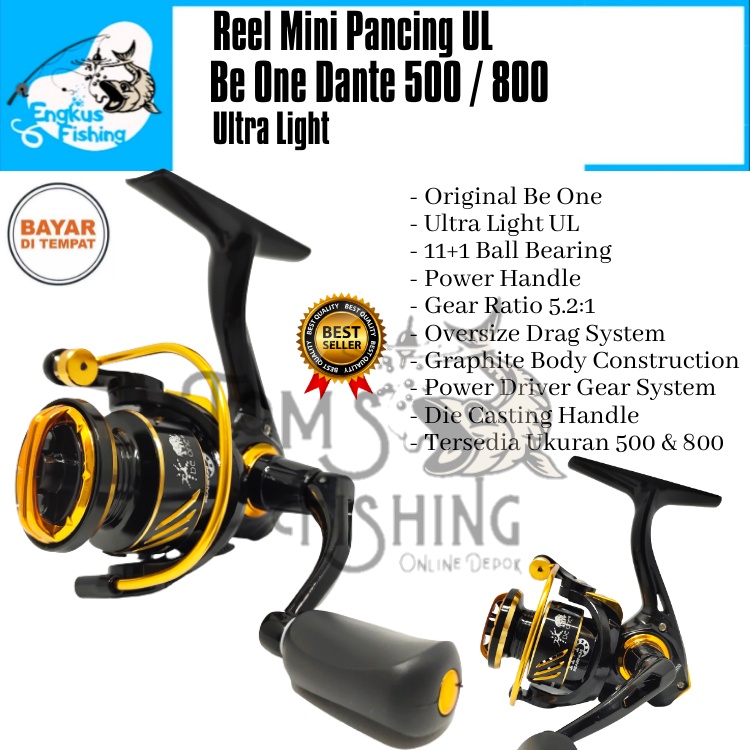 Reel Pancing UL Mini Be One Dante 500 &amp; 800 (11+1 Bearing) Power Handle Ultra Light - Engkus Fishing