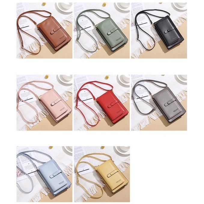 Tas Selempang Kulit Wanita Dompet Hp Cewek Multifungsi Touchscreen Mini Bag LN 1689-1