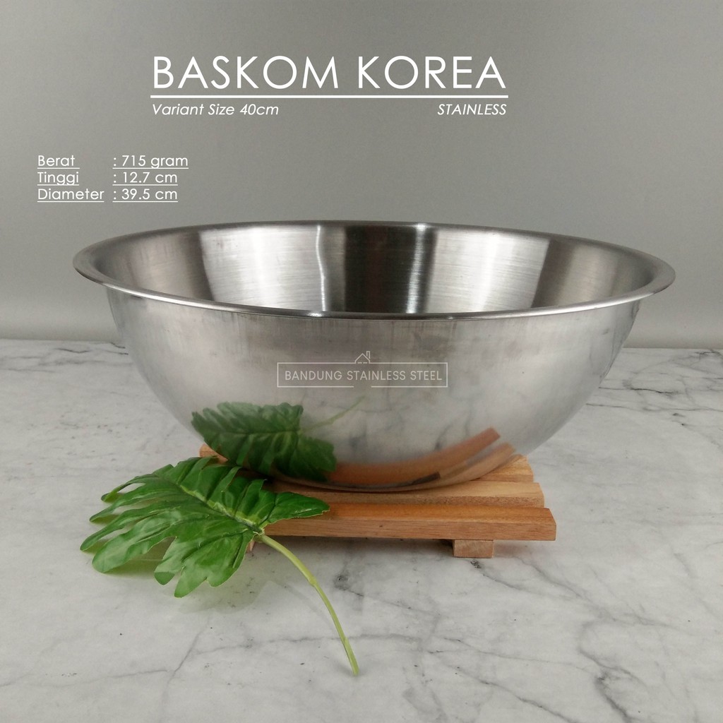 Baskom Korea stainless steel 40cm elegan tebal dov mixing bowl