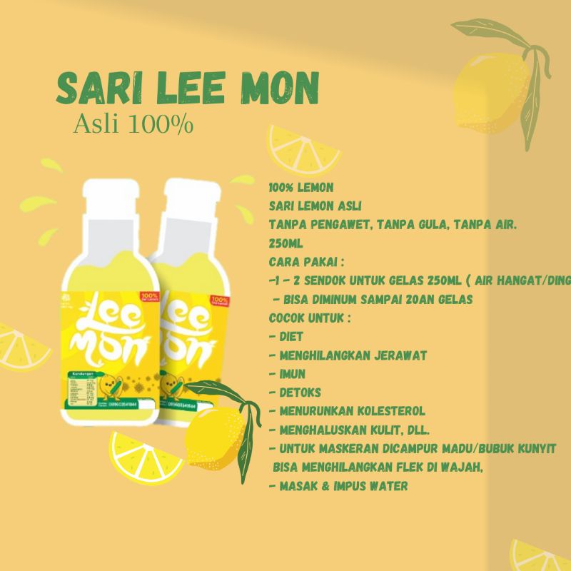 

SARI LEMOM - ASLI 100% SARI LEMON - LEMON ASLI TAMPA CAMPURAN