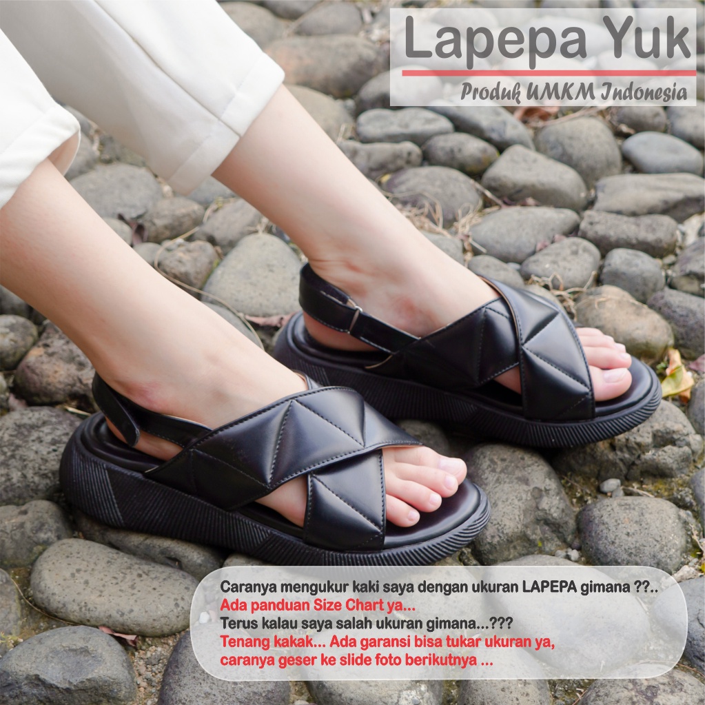 LAPEPA YUK -  Sepatu Sandal Wanita Wedges JOVITA Model Ban dua Tali Strap belakang Hak Tinggi Sole 4 cm Spatu Sendal Gunung Cewek  Size 36 37 38 39 40 41 Warna BLACK Hitam Black Cewe Kekinian Premium Terbaru Shoes Ori Original Mall Official Store Promo