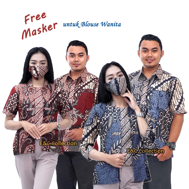 Blouse Batik Wanita Gloria Trendy  -  Atasan Batik Wanita - Hem Pria - Couple -S-M-L-XL-XXL-3L-4L-5L