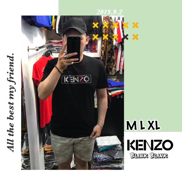 Kaos Kenzo montek Lengan pendek import dua warna Biru dan hitam uk M L XL
