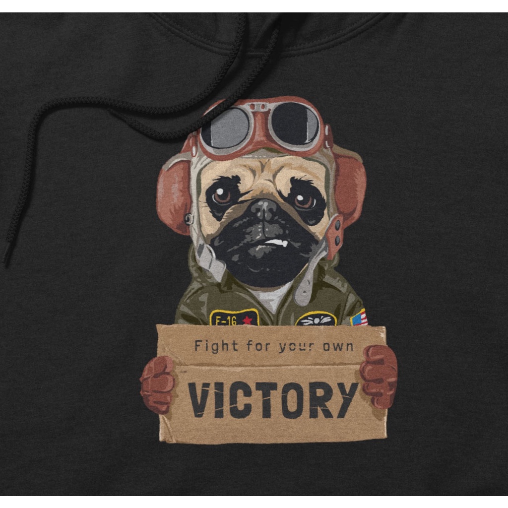 DEZIROSE Sweater Hoodie Dog Victory (Sablon) Size M-XXL ( Pria &amp; Wanita )