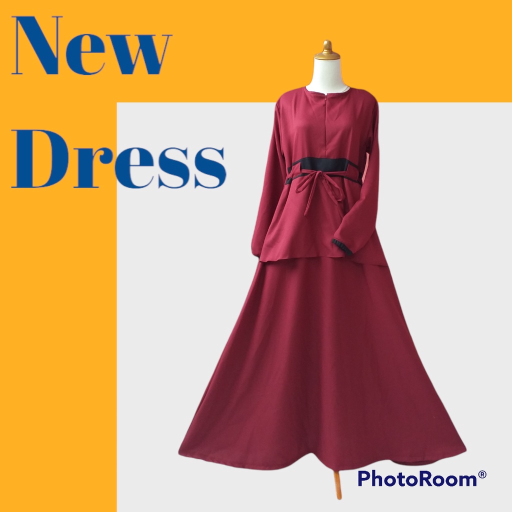 Gamis Muslim Polos Kombinasi Pakaian Muslim Wanita Dewasa Gamis Kombinasi Premium Murah Berkualitas