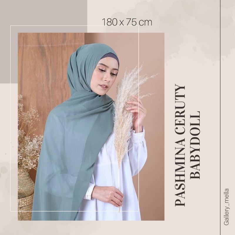 Part 2 Pashmina Ceruty Babydoll Jahit Tepi