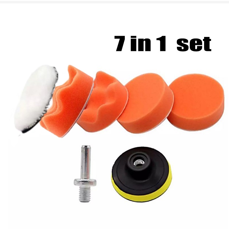 Busa Spon Pad Poles Body Mobil Motor 7Pcs 3 Inch  Polish Coumpound Buffing Wax