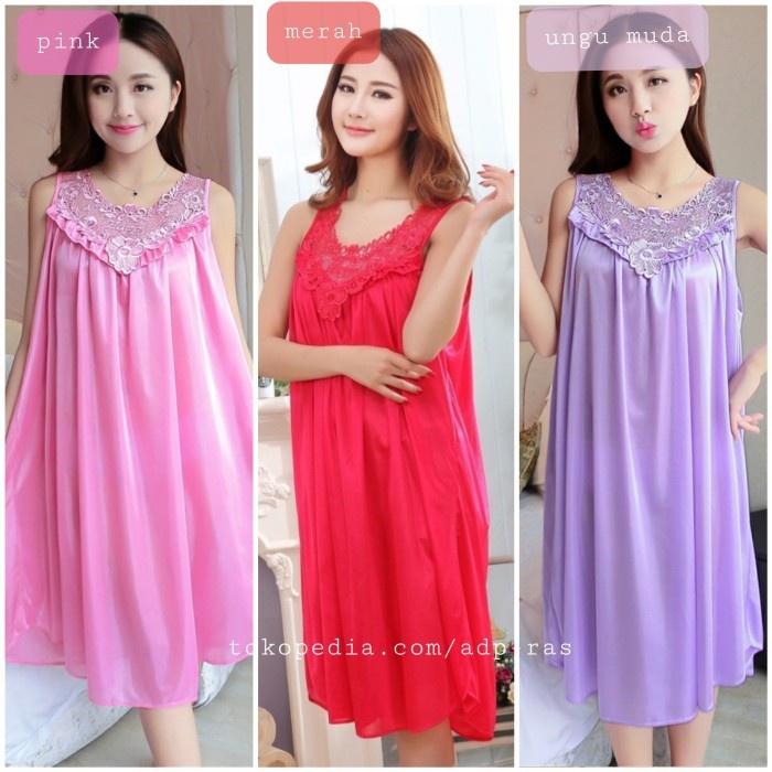 Baju Tidur - Big Size Lingerie Baju Tidur Daster Sexy Satin Fit To Xxl