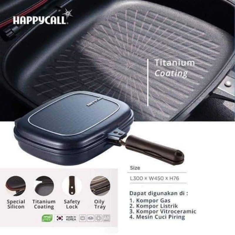 Happy call Titanium Jumbo Grill Double Pan Blue