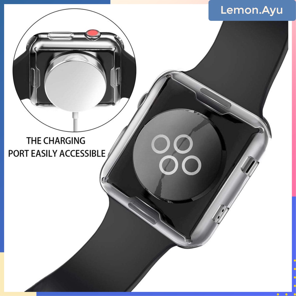 Penutup Penuh Soft Case Transparan Tahan Gores untuk Apple Watch 7 41mm 45mm iWatch S1~S6