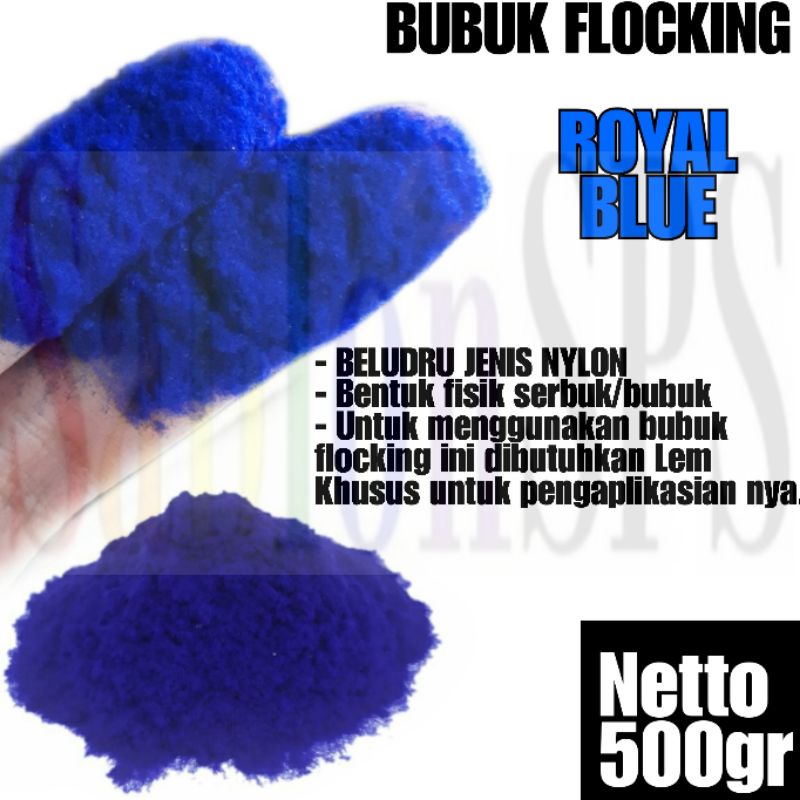 BUBUK FLOCKING NILON SABLON ROYAL BLUE BLUDRU SERBUK NYLON 500gr