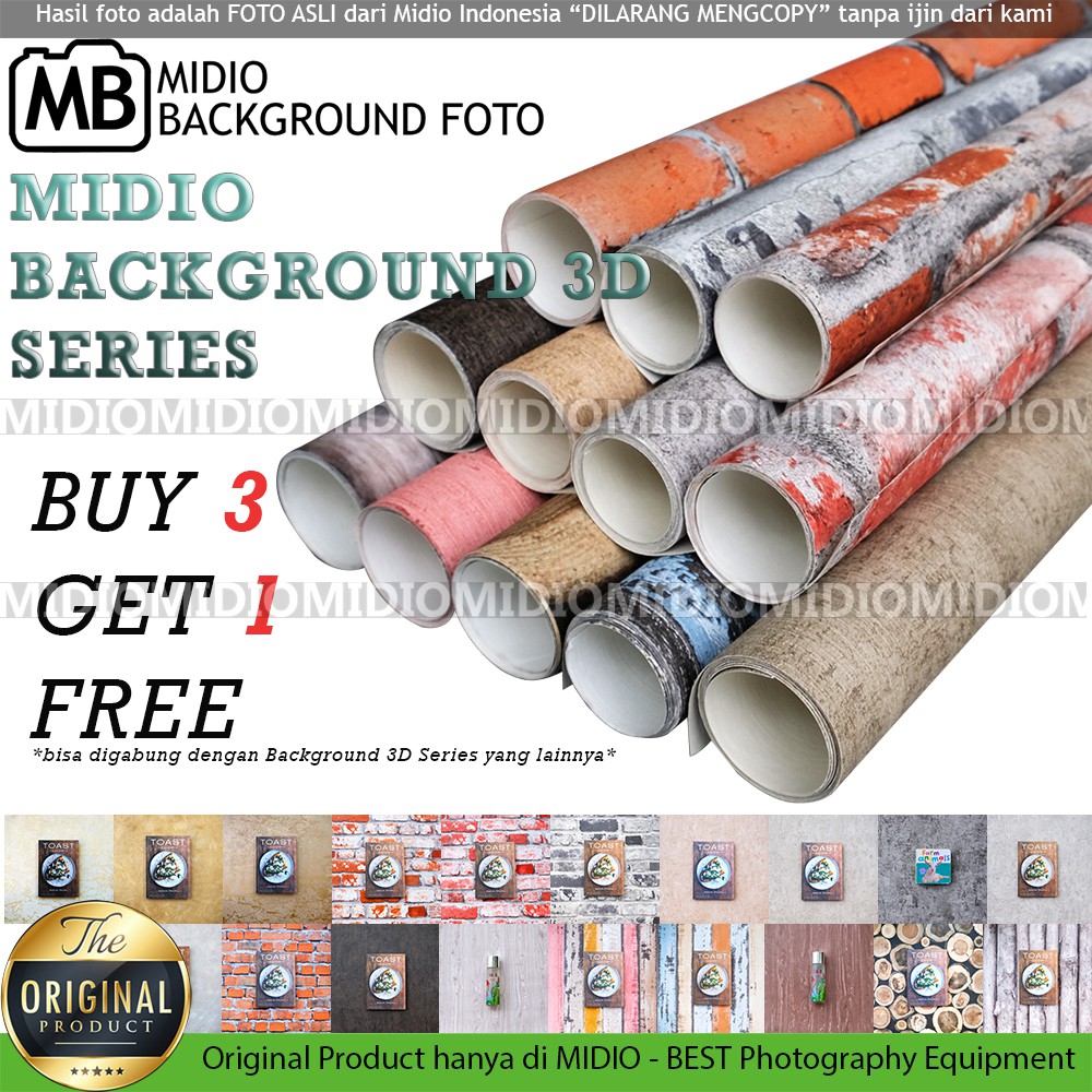 Buy 3 Get 1 Background Foto Studio Alas Foto 3d Midio Ukuran 53x100cm Shopee Indonesia