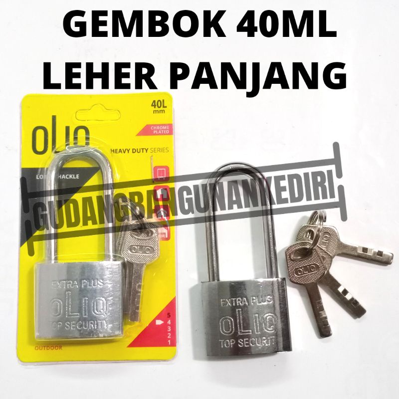 gembok leher panjang 40mm 40mmL oliq ysk