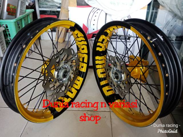 Velg Supermoto KLX 150 - DTracker 150 ring 17 lebar Custome Tulisan Supermoto paketan sama rakit