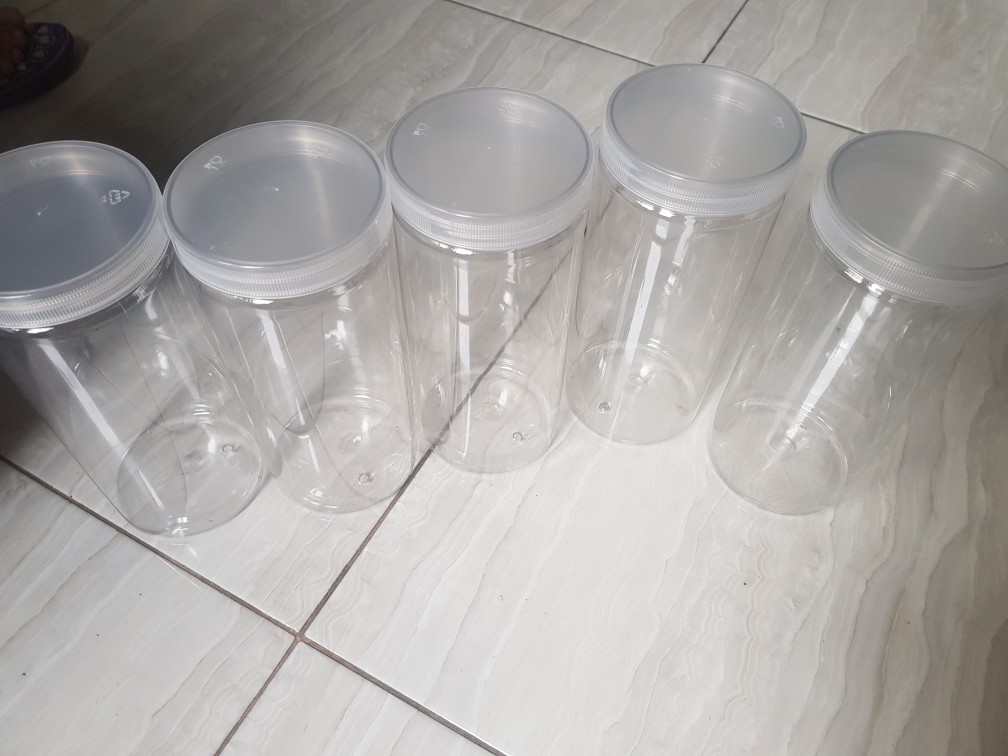 (paket 5 Pcs) Toples Tabung 1300 Ml / Toples Jar Plastik 1300 Ml