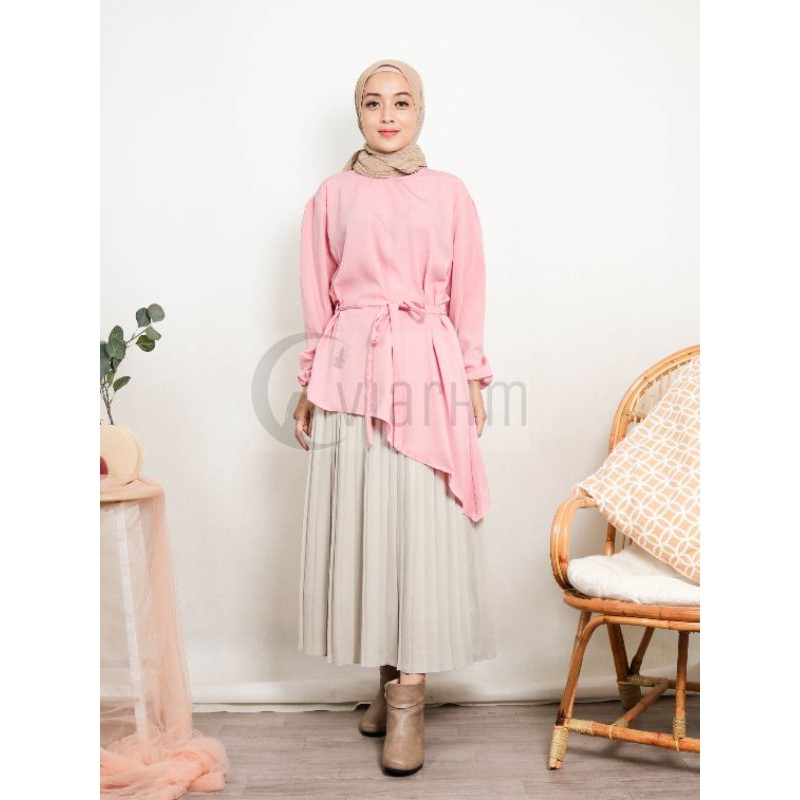 Mahira Blouse WARNA DUSTY PINK. Baju Muslim Wanita by viarhm