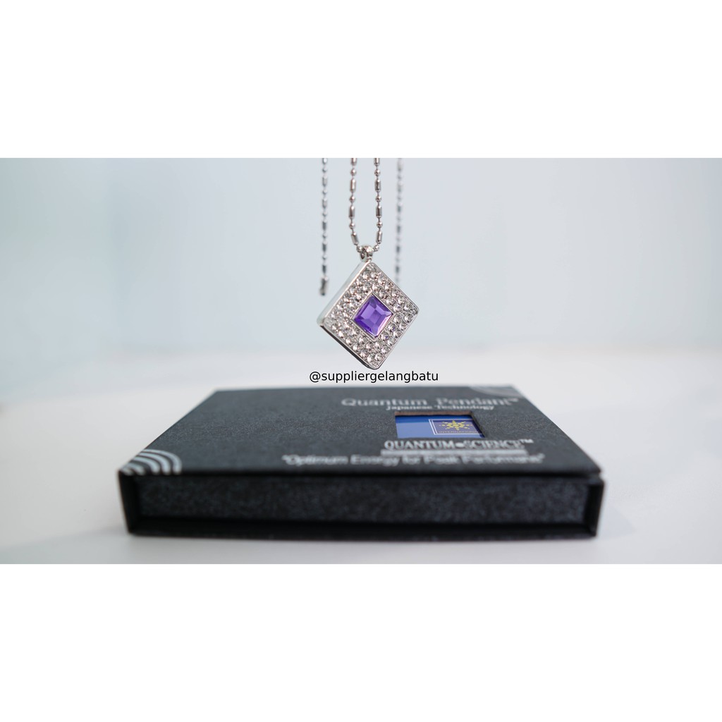 kotak swarovski hijau safir Kalung quantum Pendant Permata sapphire