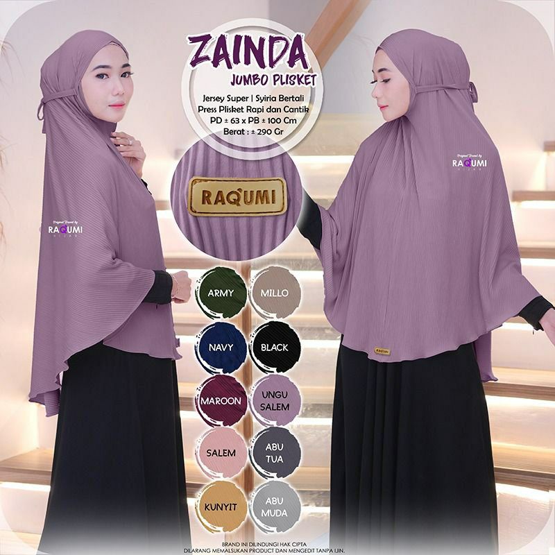 Jilbab Instan Raqumi Zainda Jumbo Plisket