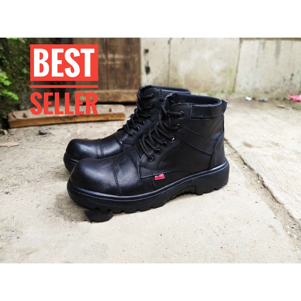 SEPATU SAFETY UJUNG BESI KICKERS TNI PROYEK LAPANGAN DISKON TERLARIS - SAFETY BOOTS KICKERS KULIT