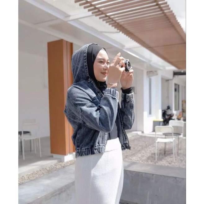 CROPTIE HOODIE JAKET JEANS CROP WANITA PREMIUM