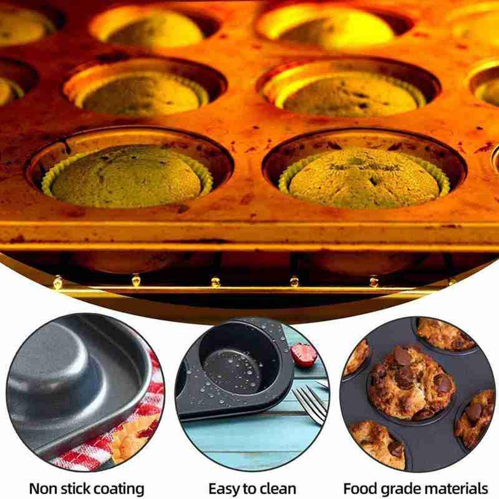 [Elegan] Cupcake Baking Tray Carbon Steel Loyang Cupcake Bulat Baking Dish Loyang Anti Lengket