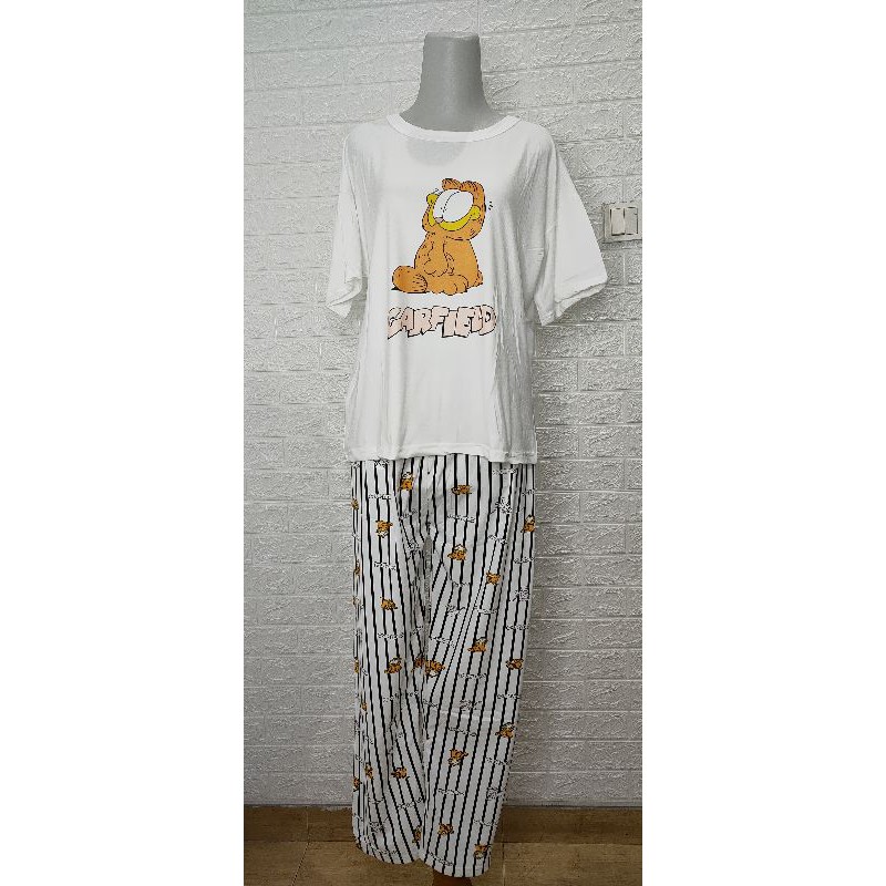 Setcel panjang piyama garfield bahan super adem