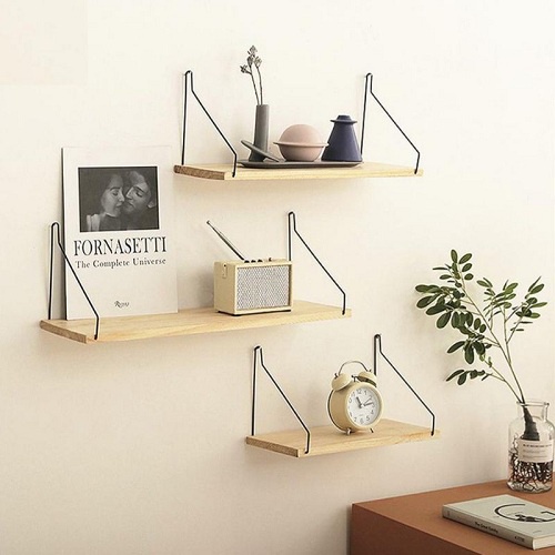 RAK HIASAN DINDING GANTUNG BESI KAYU ASLI SERBAGUNA/RAK PAJANGAN DINDING/RAK DEKORASI RUANGAN/RAK FURNITURE