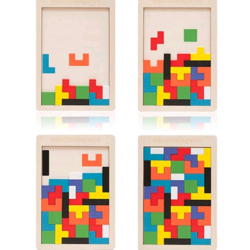 Mainan Edukasi Montessori Anak Puzzle Tetris Russian Block