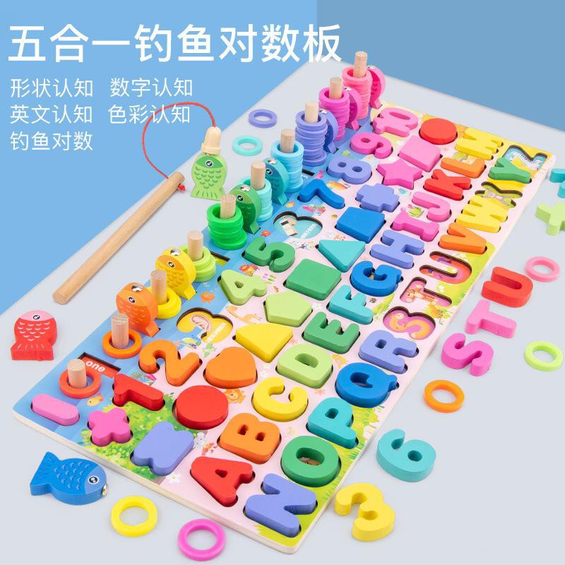 MAINAN PUZZLE EDUKASI MONTESSORI HURUF ANGKA COMPLETE IMPORT + PANCINGAN MAGNET IKAN