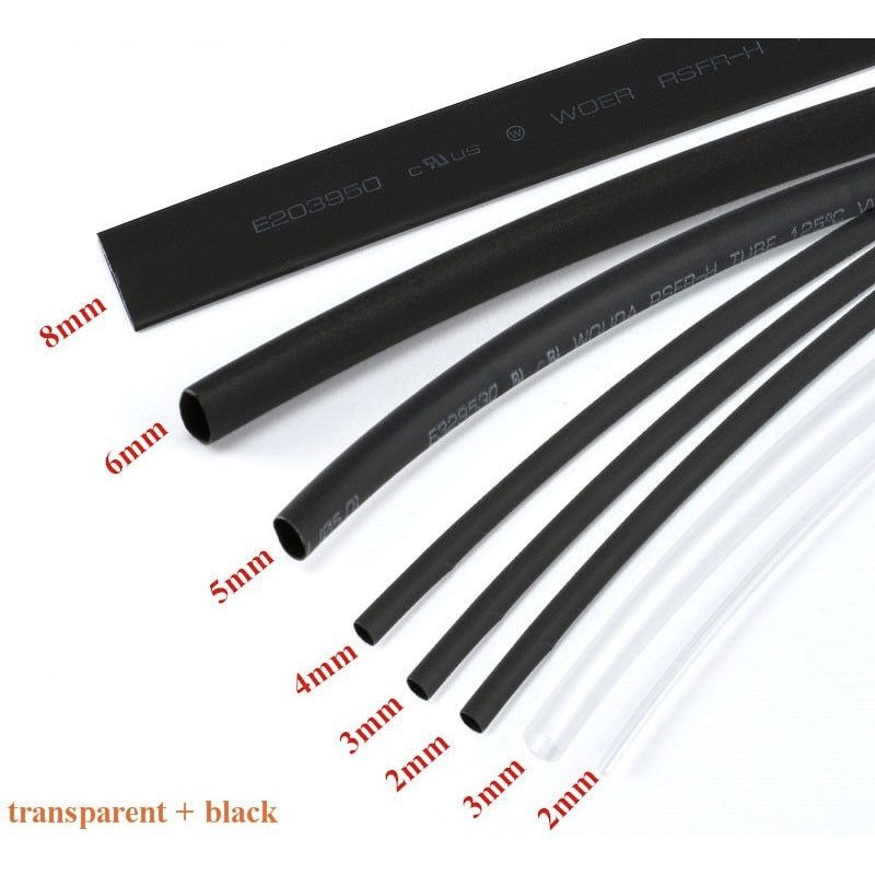 Isolasi Bakar Heat Shrink Tube 1 METER Solasi Selongsong Pelindung Pembungkus Kabel Selang Ciut Bakar HeatShrink harga 1m Hitam ukuran 3mm 5mm 8mm