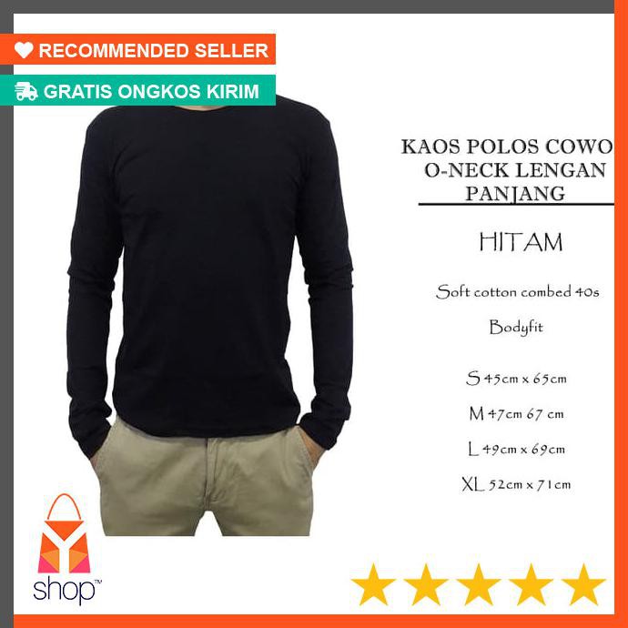 DISKON BESAR  kaos polos lengan panjang cowok hitam
