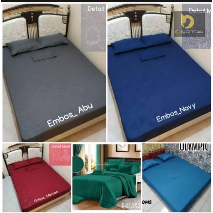 SPREI EMBOS POLOS 180x200 160x200 120x200 / SPREI HOMEMADE POLOS EMBOS SET SARUNG BANTAL DAN GULING