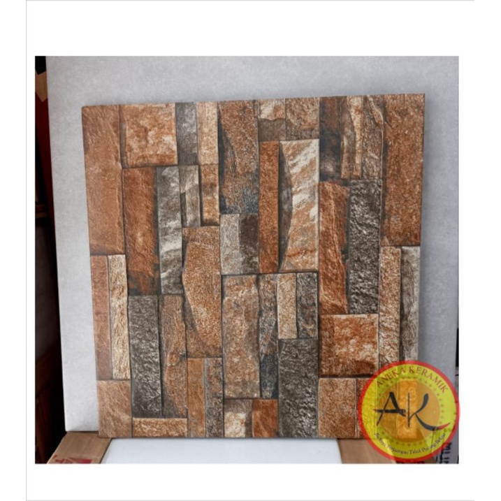 Keramik Lantai Dinding Kasar Motif Batu Alam Timbul Matt 40x40 Canyonland Brown