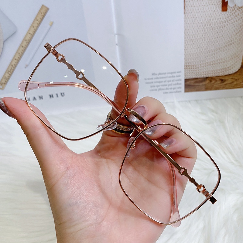 Kacamata Lensa Anti Blue Light Bentuk Persegi Bahan Metal Untuk Pria Dan Wanita